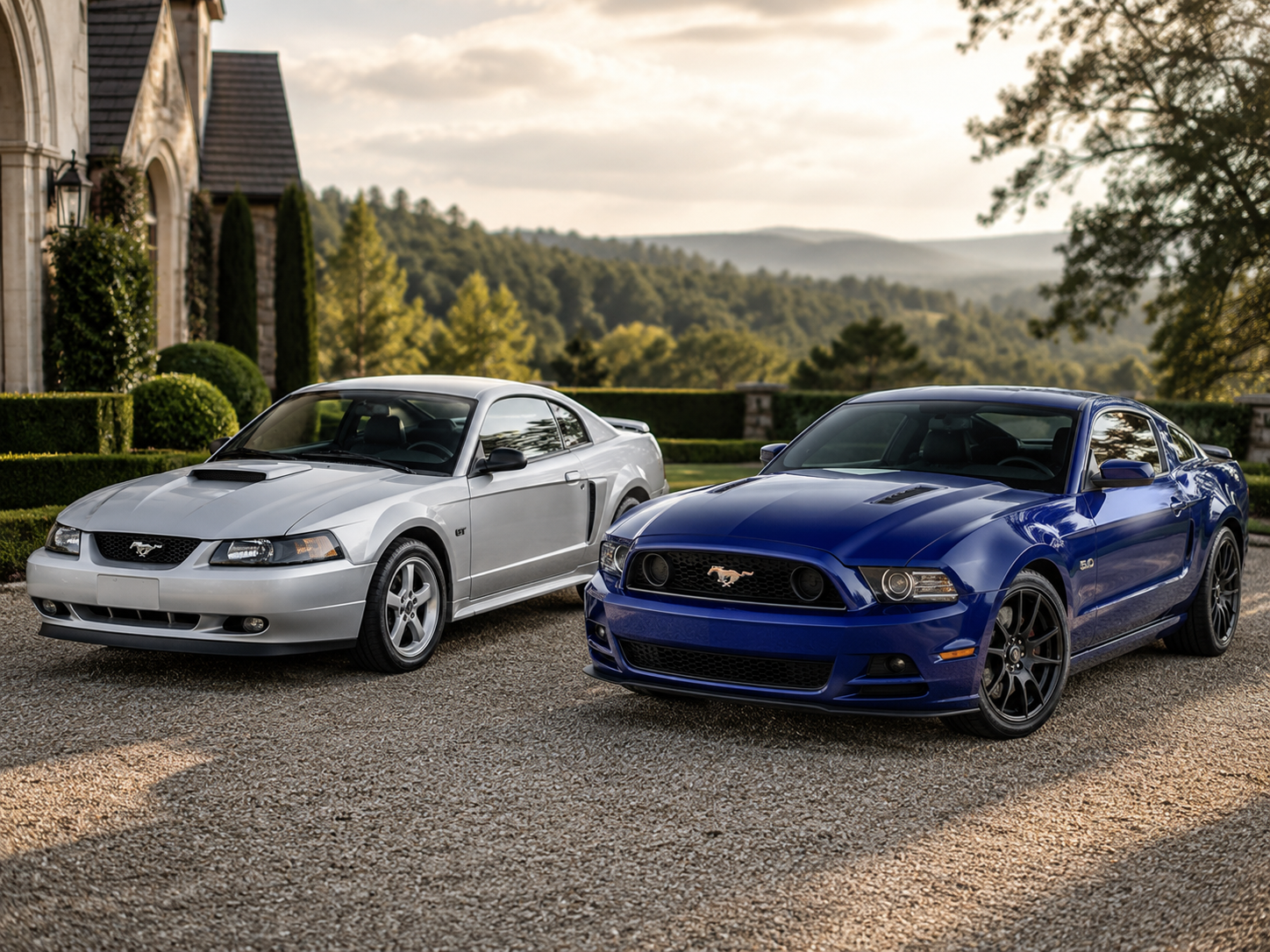 Ford Mustang Teile: Ford Mustang GT 2003 und Mustang GT 2014 als Symbolbild für gebrauchte OE-/OEM-Mustang-Teile.